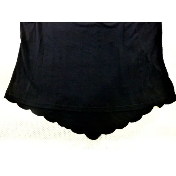 Another Thyme Black & Blue Beaded 3/4 Sleeve Top Scalloped Hem Size 2X USA Made - Picture 10 of 12